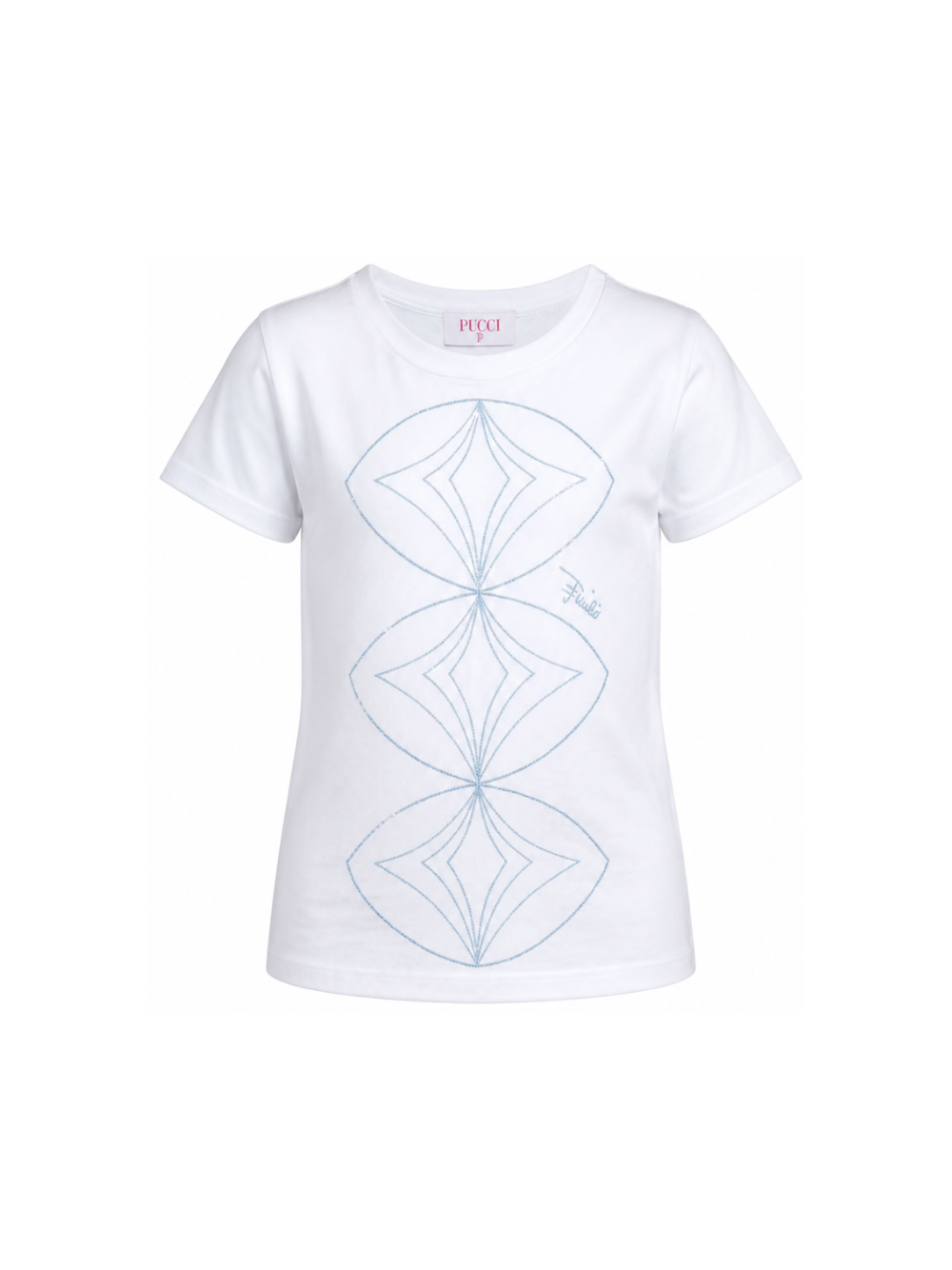 T-shirt per bambina Emilio Pucci Kids bianca con dettagli paillettes PZ8B01 Z3672 100CE EMILIO PUCCI KIDS 
