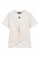 T-shirt per bambina DKNY Kids bianca con design attorcigliato D62629 560 DKNY KIDS 