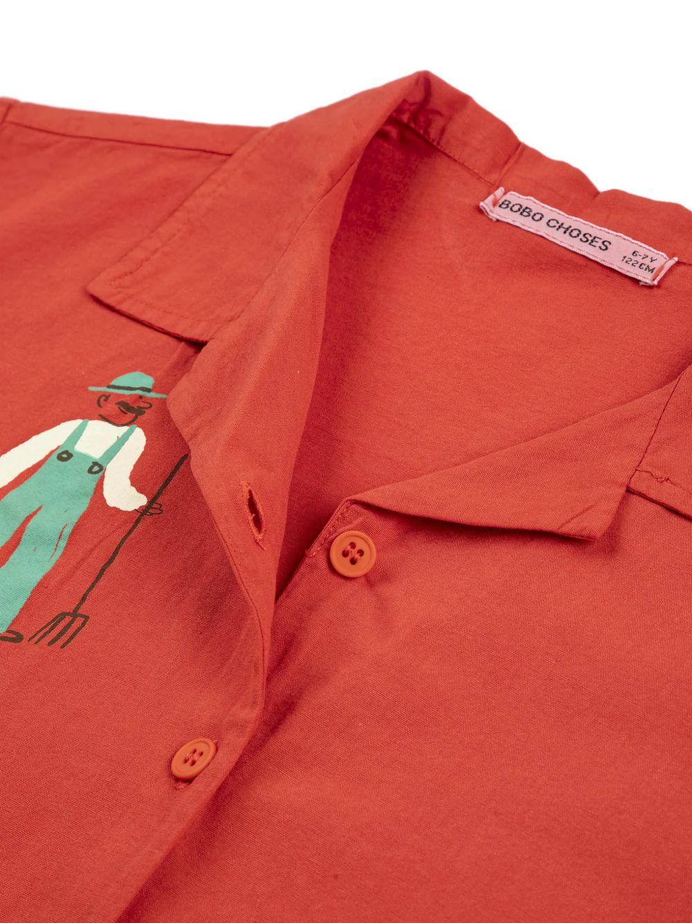 Camicia per bambino Bobo Choses Kids rossa con stampa grafica sul davanti B126AC034 611 BOBO CHOSES KIDS 