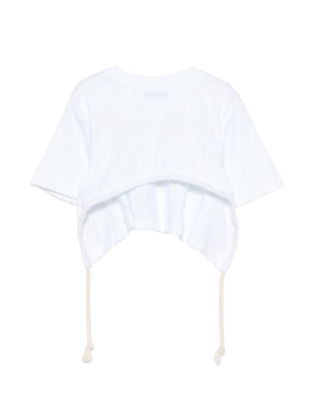 T-shirt per bambina MSGM Kids bianca con apertura sulla schiena S6MSJGTH179 001 MSGM KIDS 