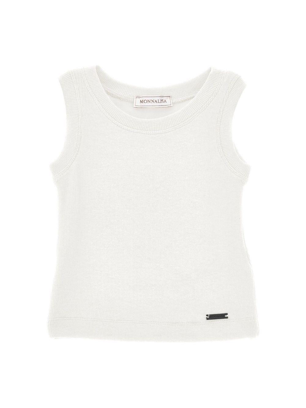Canotta per bambina Monnalisa bianca con placca con logo 17G601 7212 0001 MONNALISA KIDS 
