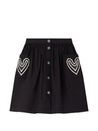 Gonna per bambina Bonpoint nera con ricamo cuori S06GSKW00006 199A BONPOINT KIDS 