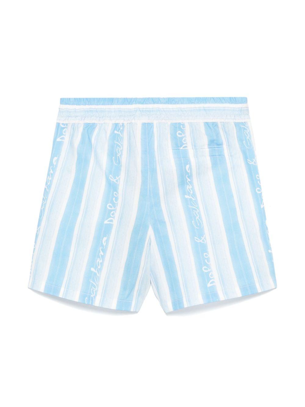 Shorts in popeline a righe per neonato Dolce & Gabbana Kids azzurro con spacchetti laterali L13Q08 HS5SS HA5JS DOLCE & GABBANA KIDS 