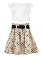 Set t-shirt e gonna per bambina Monnalisa beige con stampa a pois 11G504 7600 0350 MONNALISA 