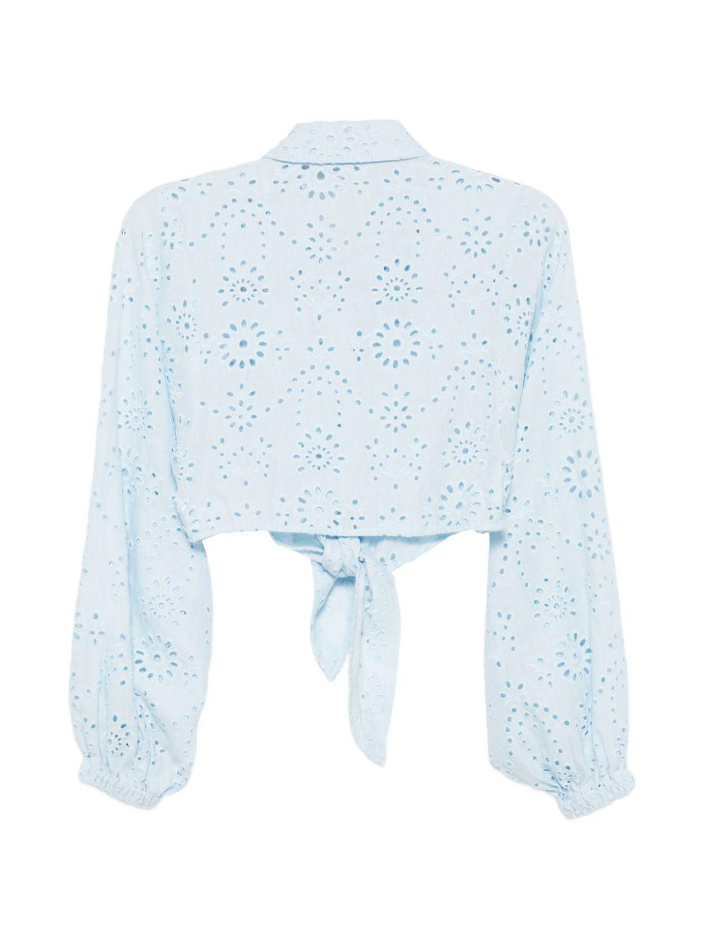 Camicia per donna MC2 Saint Barth azzurra in pizzo sangallo FEY0001 01832L MC2 ST. BARTH 