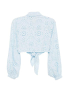 Camicia per donna MC2 Saint Barth azzurra in pizzo sangallo FEY0001 01832L MC2 ST. BARTH 