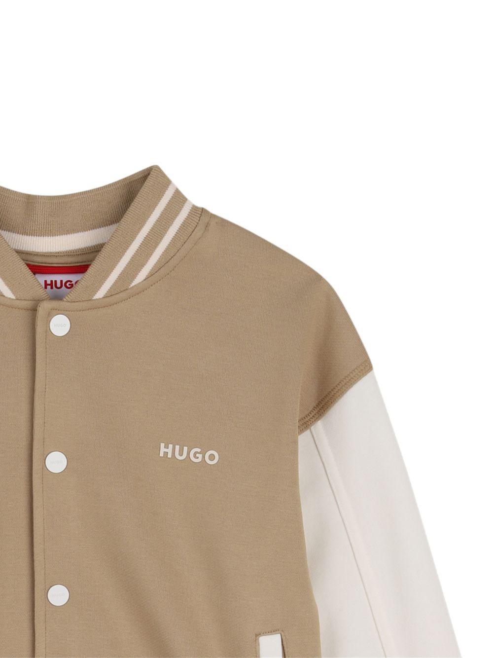 Felpa per bambino Hugo Kids marrone con inserti bianchi G01003 23B Hugo KIDS 