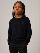 Maglione per bambino Emporio Armani Kids blu con toppa con logo EB000440 AF28773 UB118 EMPORIO ARMANI KIDS 