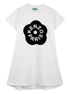 Abito per bambina Kenzo Kids bianco con dettaglio logo sul davanti K61794 117 KENZO KIDS 
