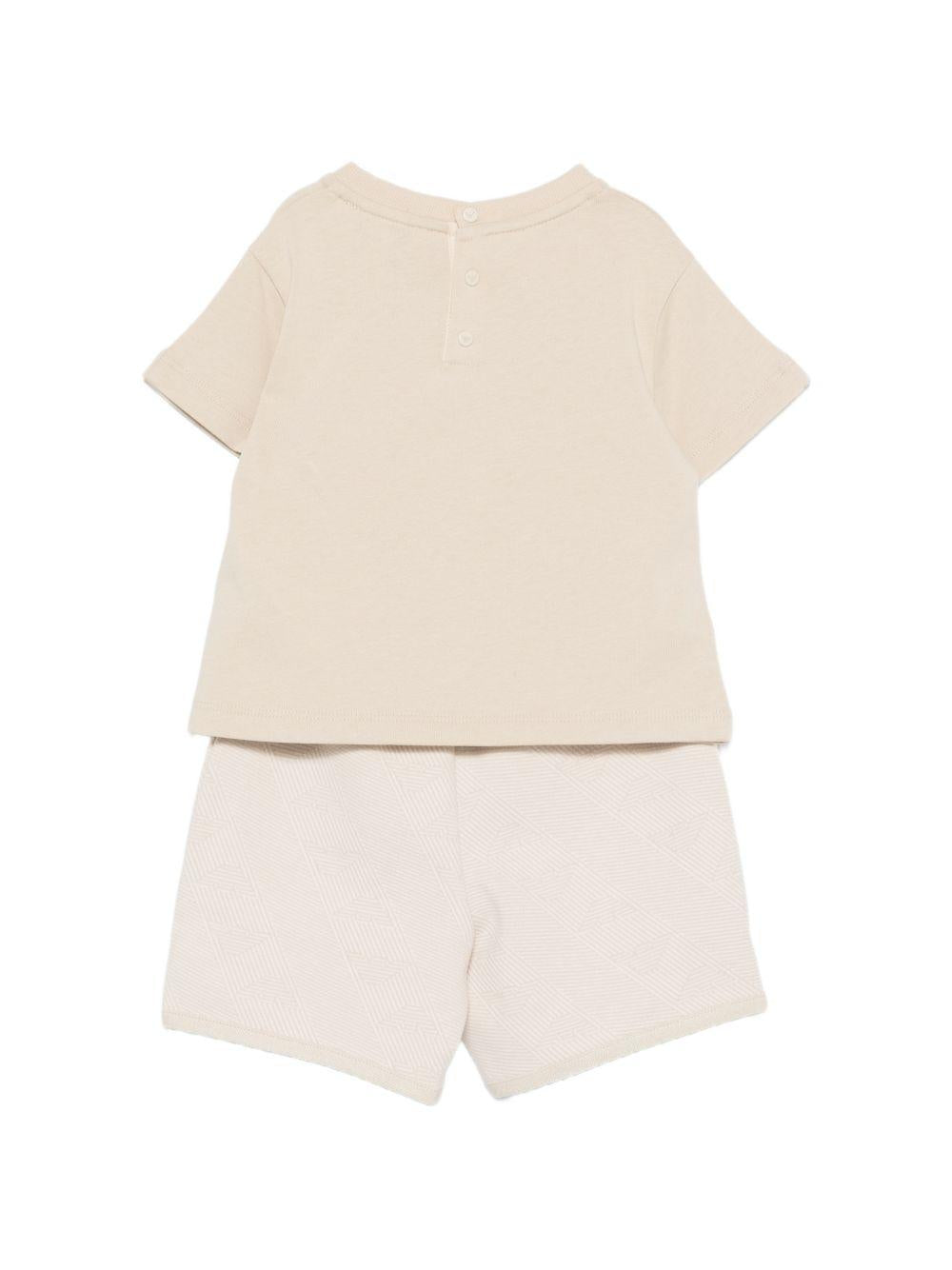 Tuta per neonato Emporio Armani Kids beige con dettaglio logo EB001622 AF13715 M1399 EMPORIO ARMANI KIDS 