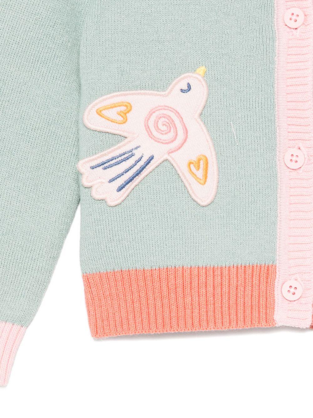 Cardigan per neonata Stella McCartney Kids verde con applicazione TX9030 Z1528 923 STELLA McCARTNEY KIDS 