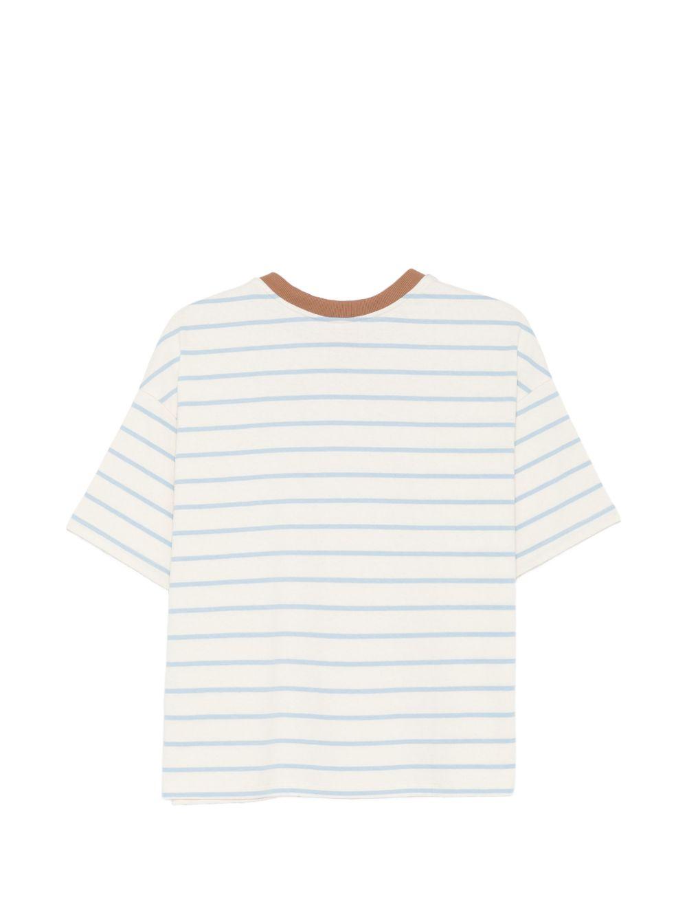 T-shirt da donna Merci beige con motivo a righe orizzontali MAM032R VAR.2 MERCI 