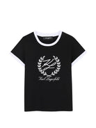 T-shirt per bambina Karl Lagerfeld Kids nera con logo sul davanti Z31154 09B KARL LAGERFELD KIDS 