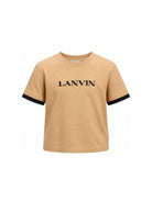 T-shirt per bambino Lanvin Enfant beige con bordi a contrasto N30430 276 LANVIN KIDS 