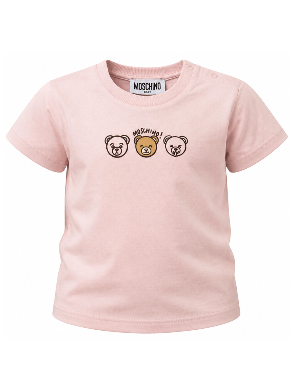 T-shirt per neonata Moschino Kids rosa con stampa tre orsetti sul davanti MUM04OLAA24 50209 MOSCHINO KIDS 