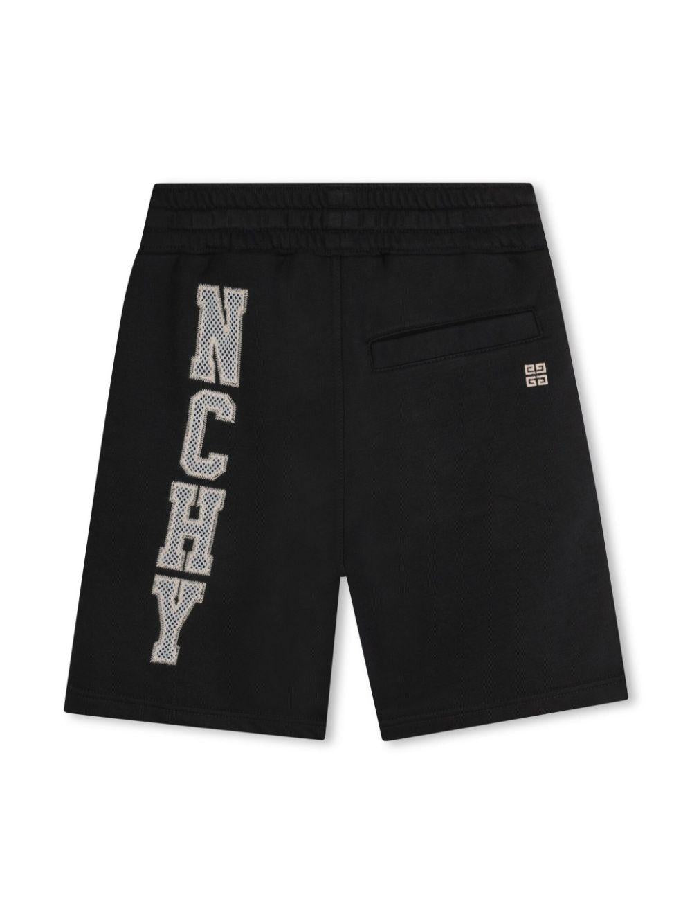 Shorts per bambino Givenchy Kids nero con ricamo logo sulla gamba H30714 09B GIVENCHY KIDS 