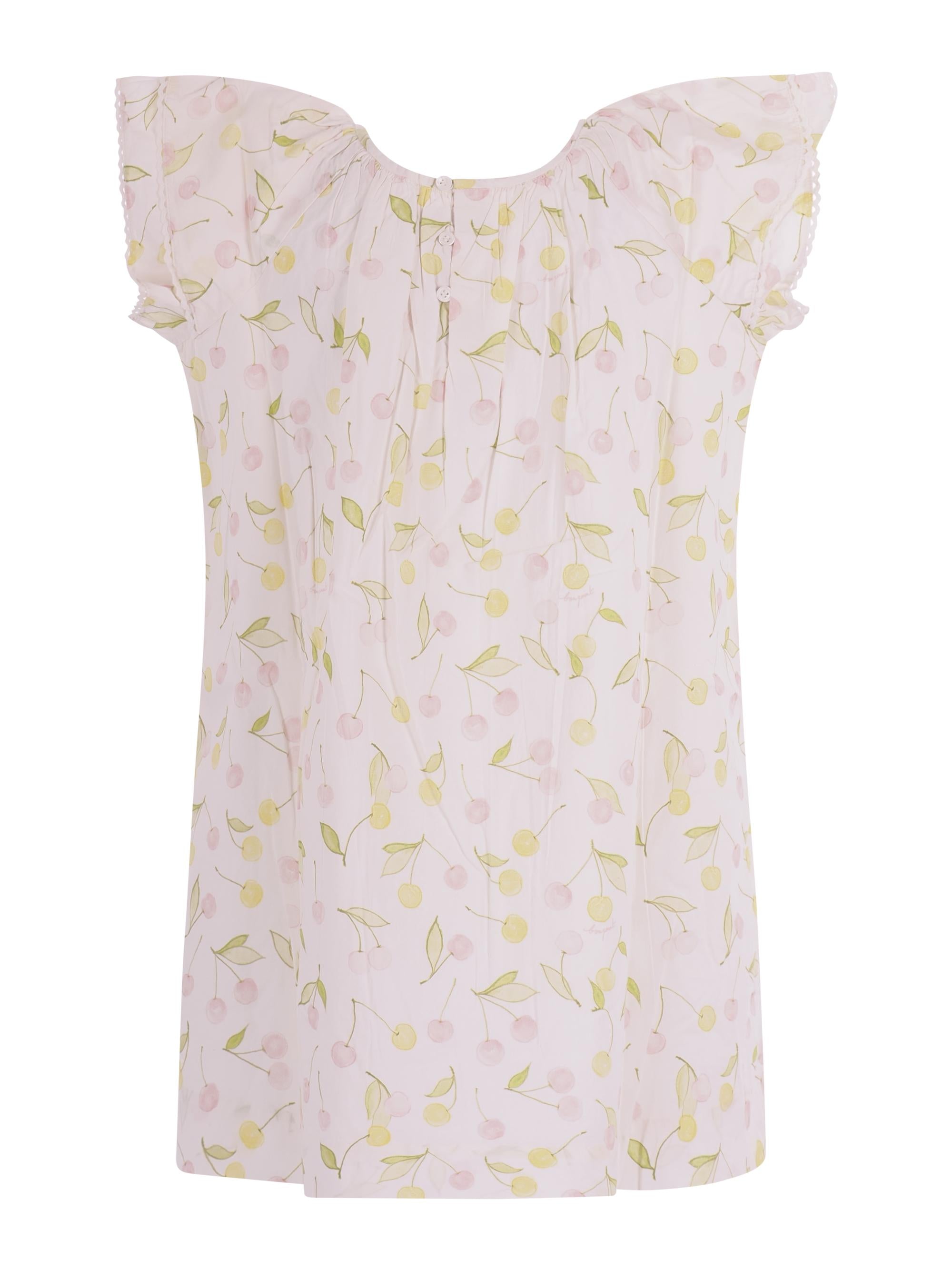 Abito per bambina Bonpoint bianco con stampa ciliegie all-over S06GDRW00020 625 BONPOINT KIDS 