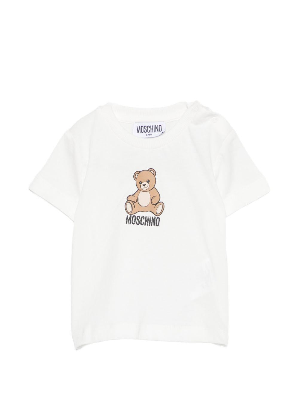 T-shirt per neonati Moschino Kids bianco con motivo Teddy Bear M9M047LAA10 10063 MOSCHINO KIDS 