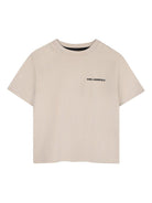 T-shirt per bambino Karl Lagerfeld Kids beige con stampa grafica Z30964 211 KARL LAGERFELD KIDS 