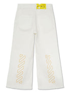 Jeans per bambina Off-White Kids Bookish bianco con orlo sfrangiato OGYB002S25DEN001 0118 OFF WHITE KIDS 