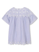 Abito per neonata Chloé Kids blu a righe con trama popeline C20554 N48 CHLOE' KIDS 