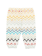 Pantaloni sportivi per neonato Missoni Kids bianchi con motivo a zigzag MZ6300 Z3183 102MC MISSONI KIDS 