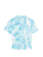 Camicia per bambino MSGM Kids azzurra con stampa grafica all-over S6MSJUSI140 MS071 MSGM KIDS 