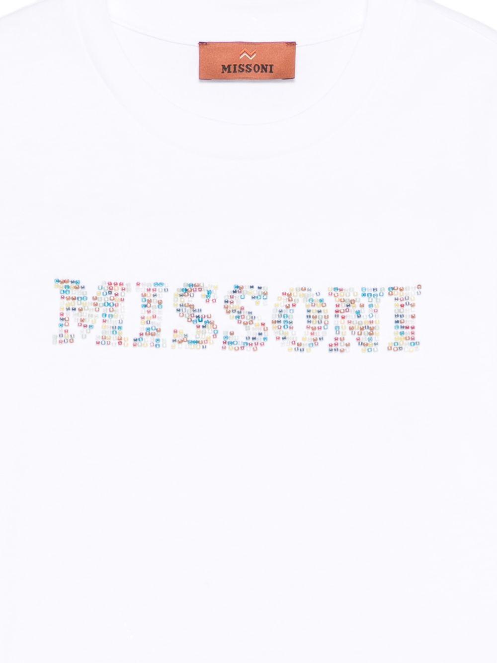 T-shirt per bambina Missoni Kids bianca con stampa logo<BR/> MY8A81 Z3672 100 MISSONI KIDS 