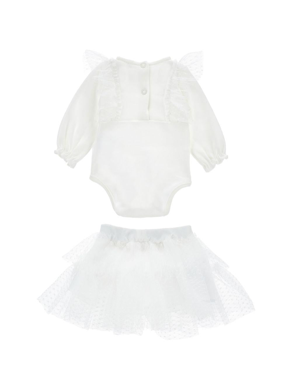Set t-shirt e gonna per neonata Monnalisa Kids bianco con dettagli con ruches 35H500 8070 0001 MONNALISA KIDS 