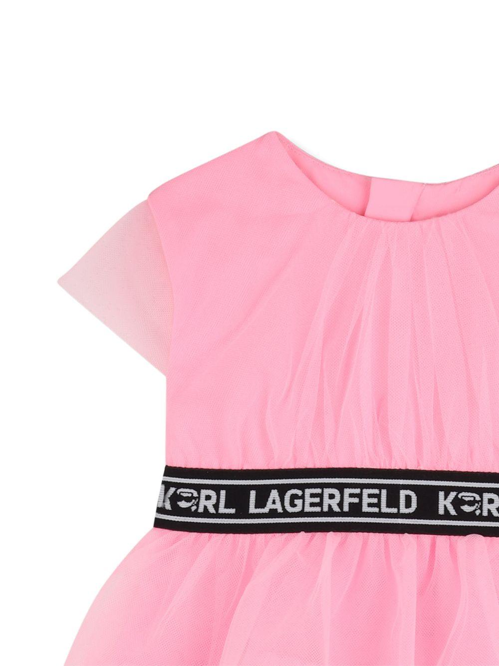 Abito per neonata Karl Lagerfeld Kids rosa con rifinitura logo Z31059 462 KARL LAGERFELD KIDS 
