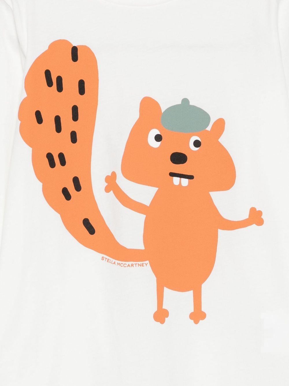 T-shirt per bambino Stella McCartney Kids bianco con stampa scoiattolo TX8R20 Z0434 101 STELLA McCARTNEY KIDS 