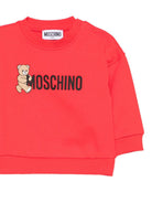 Felpa per neonati Moschino Kids rossa con logo Teddy M8F03QLCA83 50109 MOSCHINO KIDS 