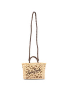 Borsa tote Vanity Mini MC2 Saint Barth beige con frange e stampa leopardata VAMI009 00349L MC2 ST. BARTH KIDS 