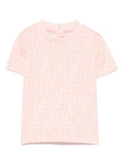 T-shirt per neonato Fendi Kids rosa con stampa FF BUI097 ATRV F1RX7 FENDI KIDS 