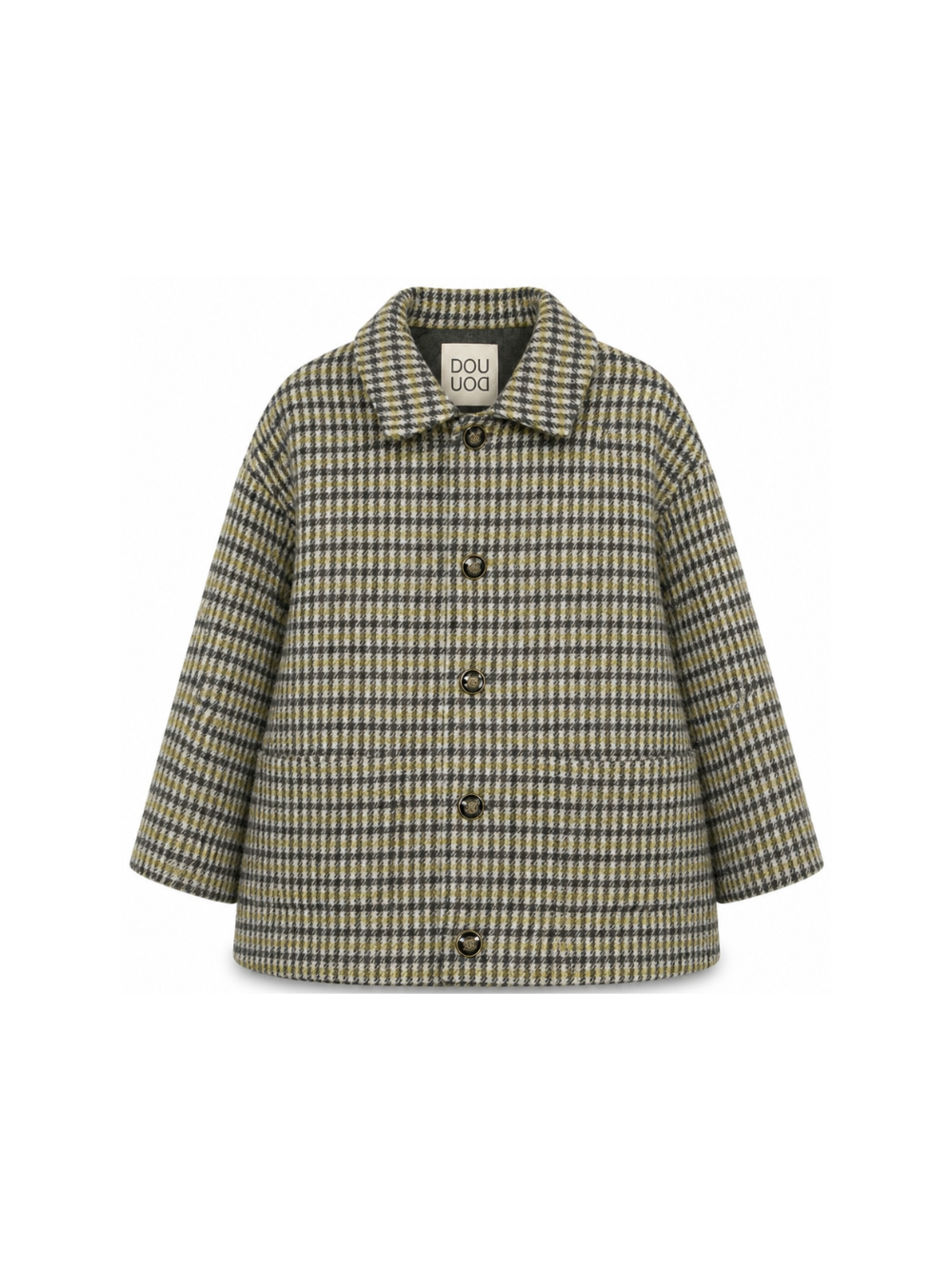 Giacca per bambina Douuod Kids verde con motivo a quadri all-over DZ2P87 E0251 114GL DOUUOD KIDS 