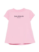 Abito per neonata Balmain Kids rosa con logo sul davanti BY1201 Z3672 552NE BALMAIN KIDS 