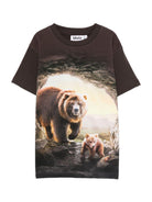 T-shirt per bambino Molo nera con stampa di orso 1W25A203 9640 MOLO 