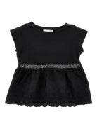 Blusa per bambina Monnalisa nera con finitura in pizzo 17G604 7005 0050 MONNALISA KIDS 