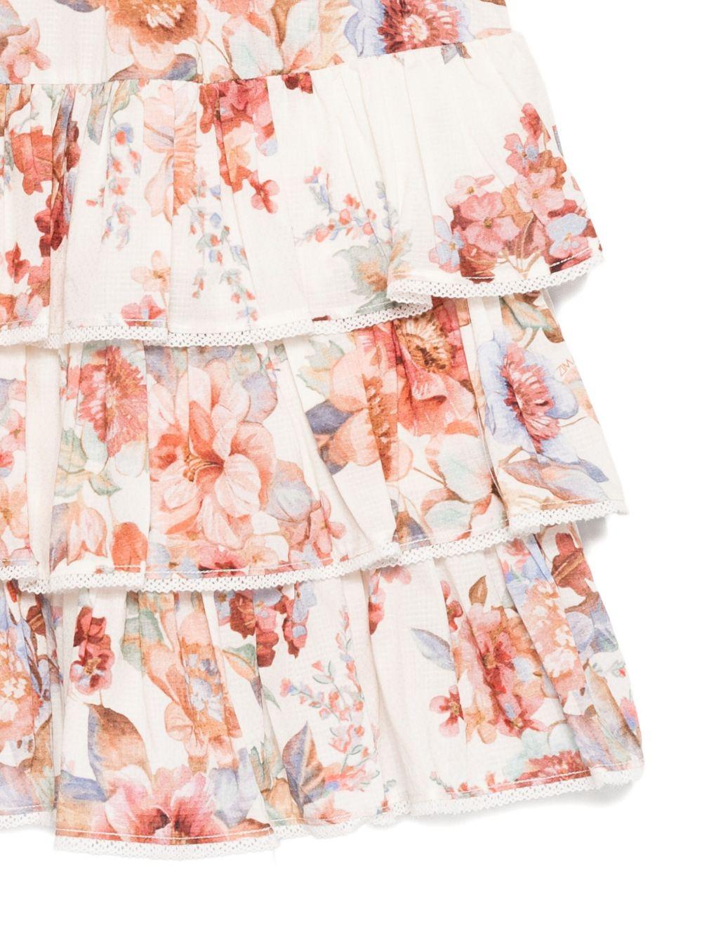 Abito per bambina Zimmermann Kids Awaken bianco a balze con volant 9491DR S261 ZIMMERMANN KIDS 