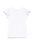 T-shirt con stampa per bambina Monnalisa bianco con decorazione con strass 11E618RU 5202 0099 MONNALISA KIDS 