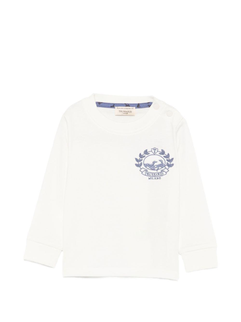 Felpa per neonato Trussardi Kids bianca con logo ricamato TIA26065TS OFF-WHITE TRUSSARDI KIDS 