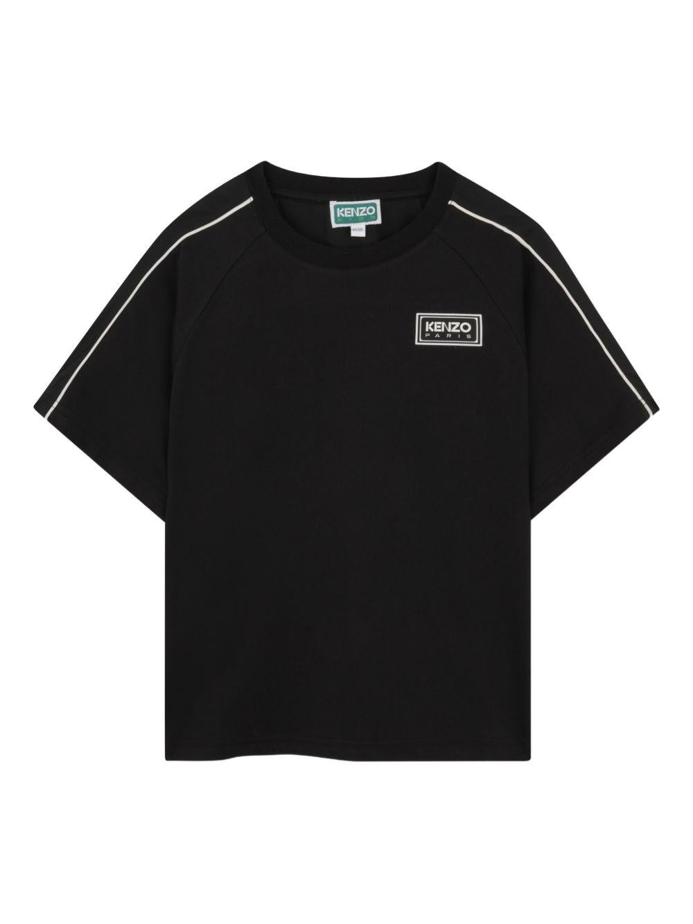 T-shirt per bambino Kenzo Kids nero con dettaglio sulle spalle K61682 09B KENZO KIDS 