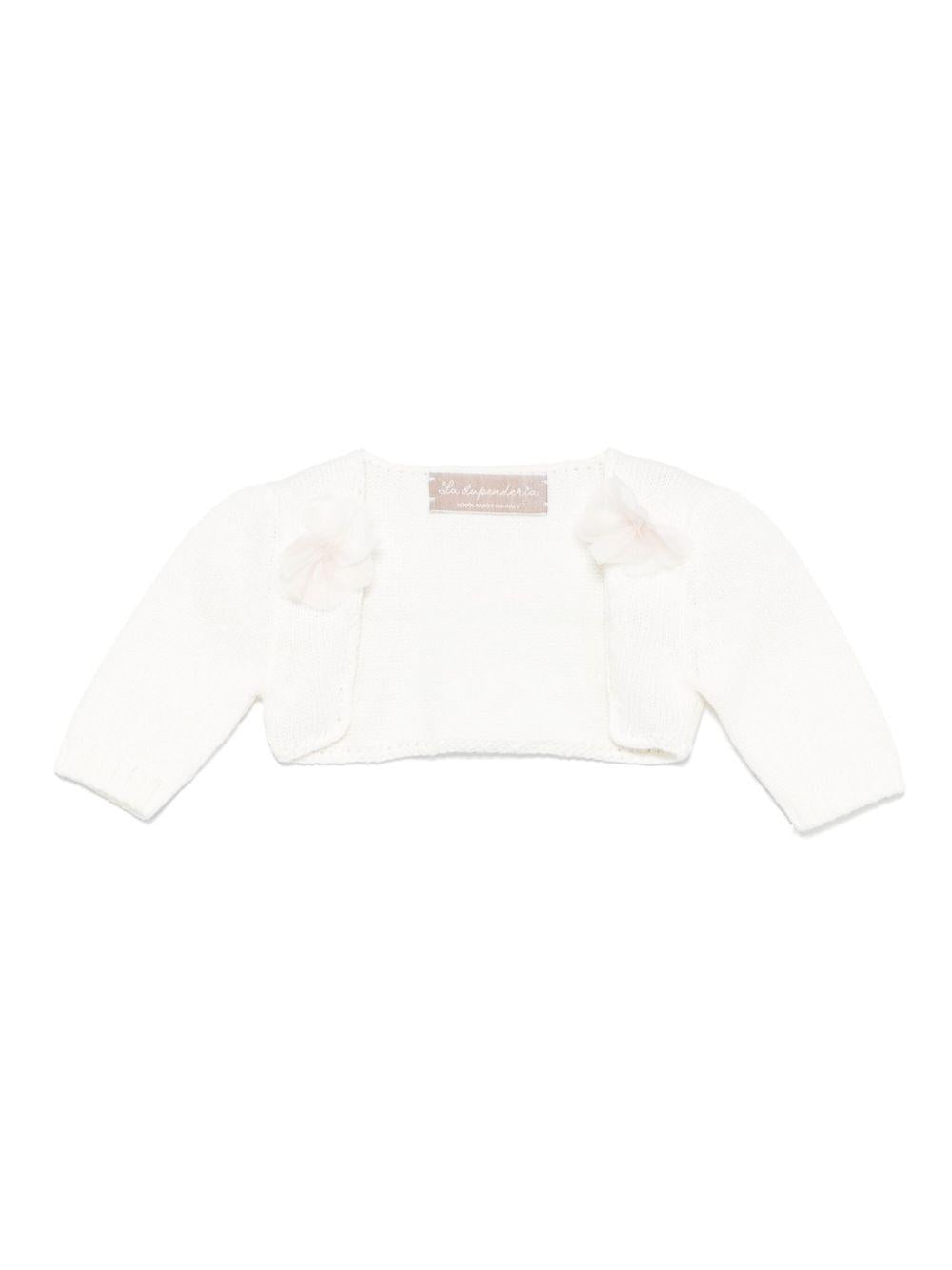 Cardigan per neonata La Stupenderia bianco in cotone con polsini a coste SJSS84 802 LA STUPENDERIA KIDS 