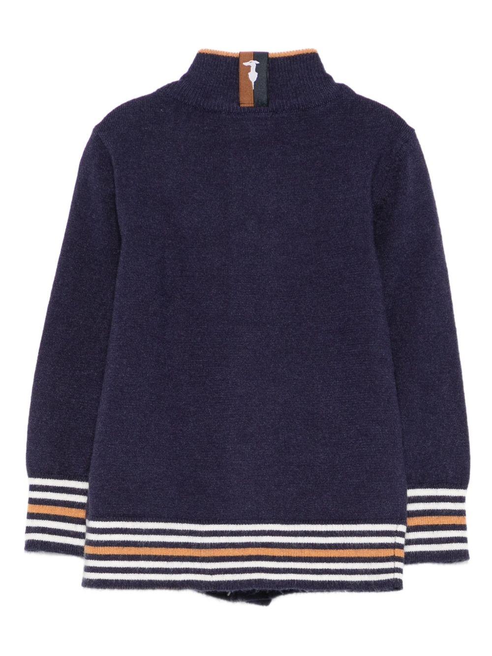 Cardigan per neonato TRUSSARDI JUNIOR blu con polsini a righe TIA25077MA PEACOAT TRUSSARDI JUNIOR 