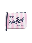 Pochette Aline MC2 Saint Barth bianco e rosa con motivo a righe ALIN001 09412L MC2 ST. BARTH KIDS 