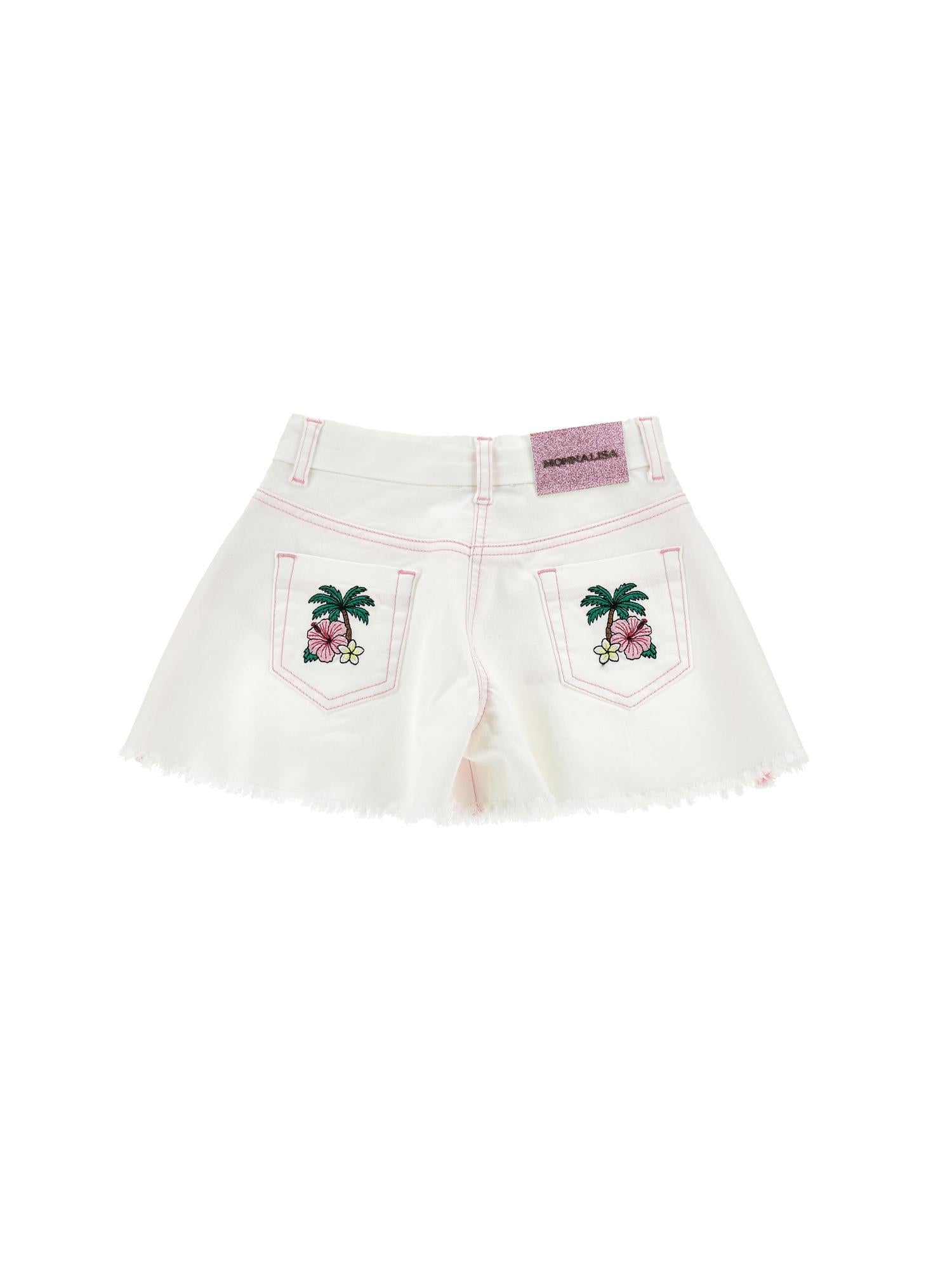 Shorts per bambina Monnalisa x Disney bianchi con decorazioni ricamate sul retro 19H420 8043 0099 MONNALISA KIDS 