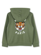 Felpa per bambino Kenzo Kids verde con stampa Tiger, zip e cappuccio K61190 64S KENZO KIDS 