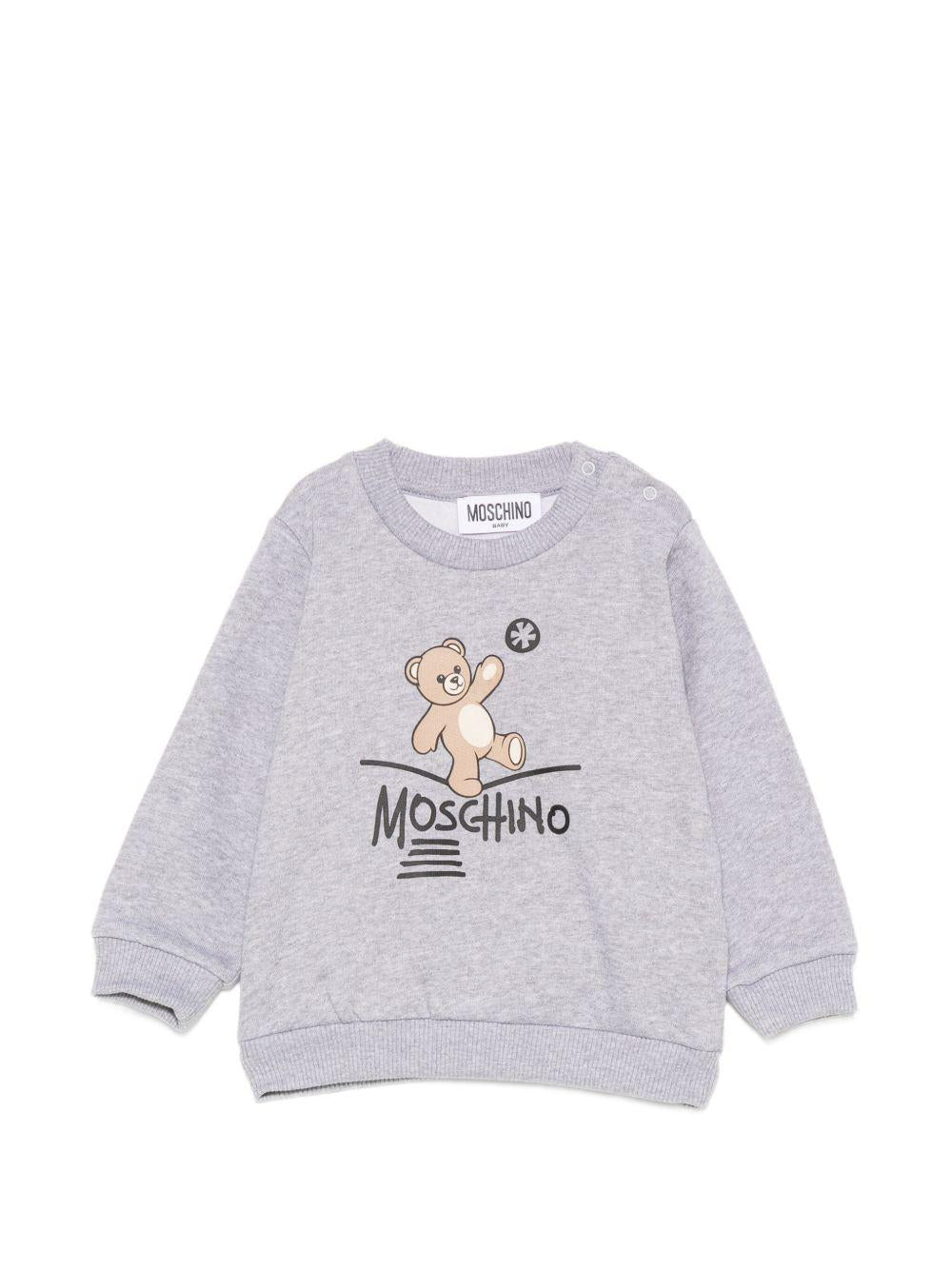 Felpa per neonati Moschino Kids grigia con motivo Teddy Bear MVF060LCA83 60901 MOSCHINO KIDS 
