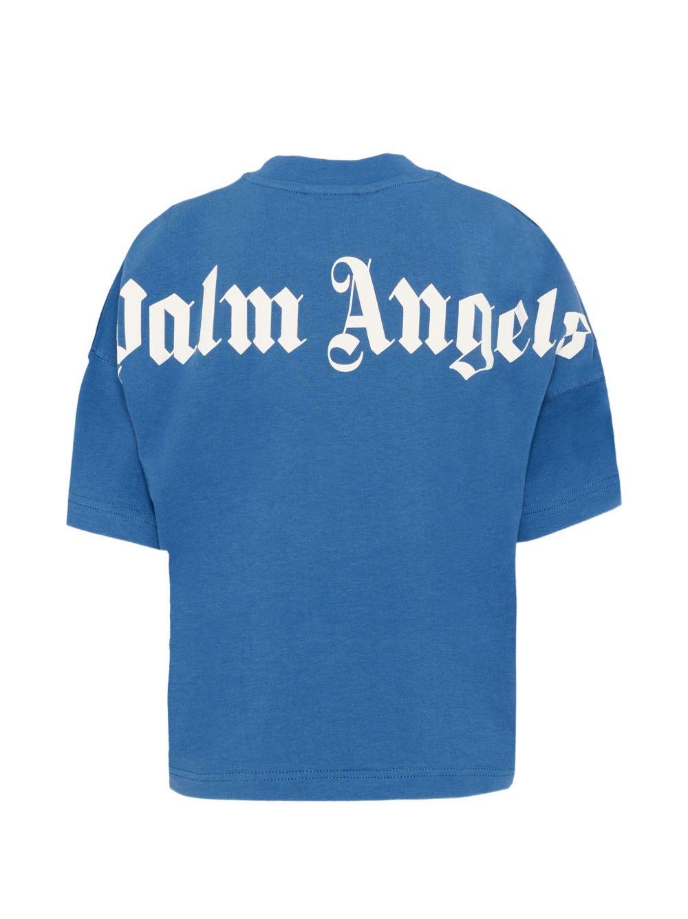 T-shirt per bambino Palm Angels blu con logo sul retro PBAA002S26JER001 060 PALM ANGELS KIDS 