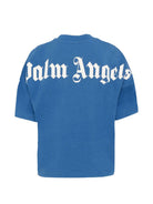 T-shirt per bambino Palm Angels blu con logo sul retro PBAA002S26JER001 060 PALM ANGELS KIDS 